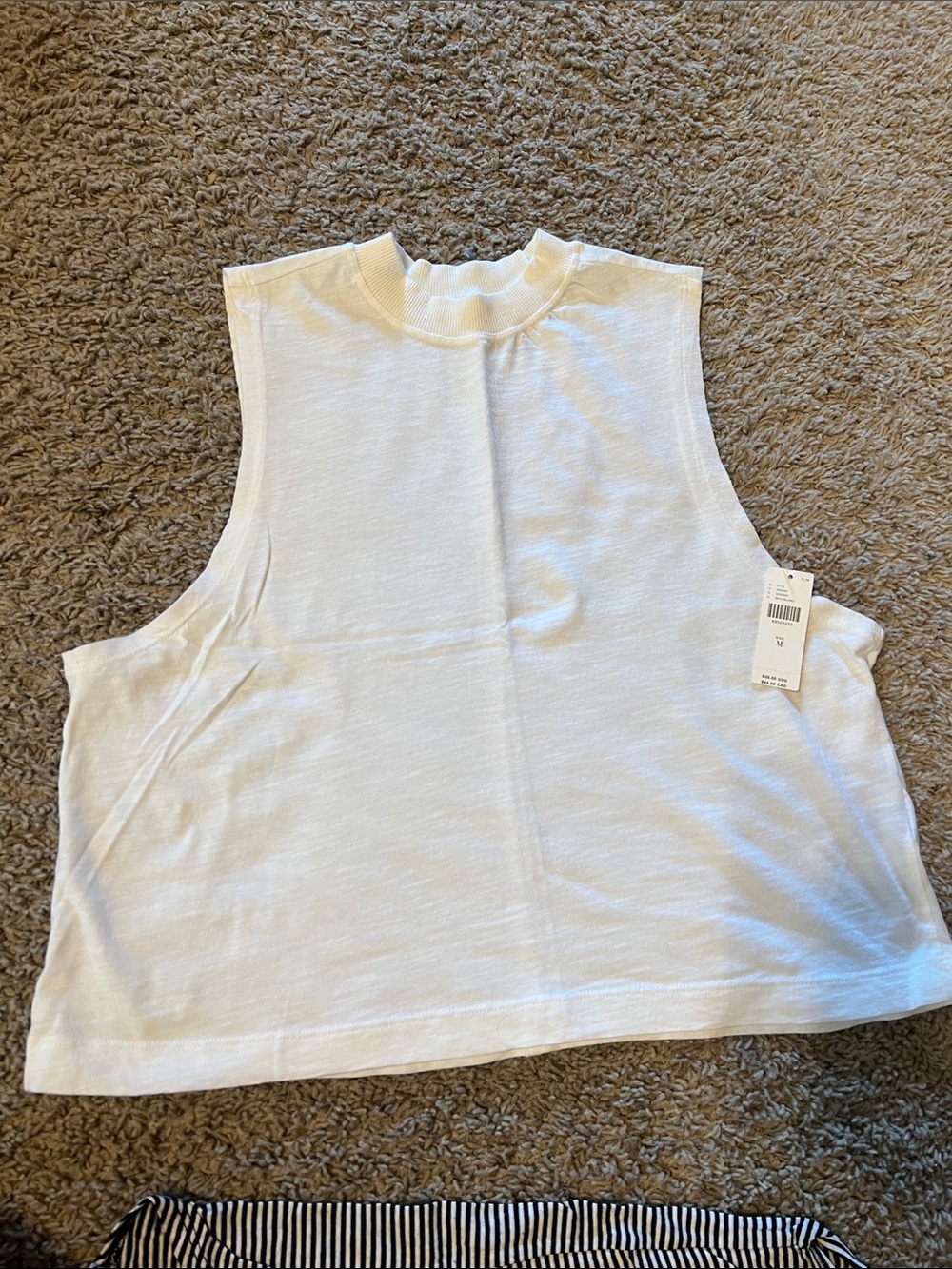 Pilcro White Sleeveless Mock Neck Crop Tank - Picture 1 of 3